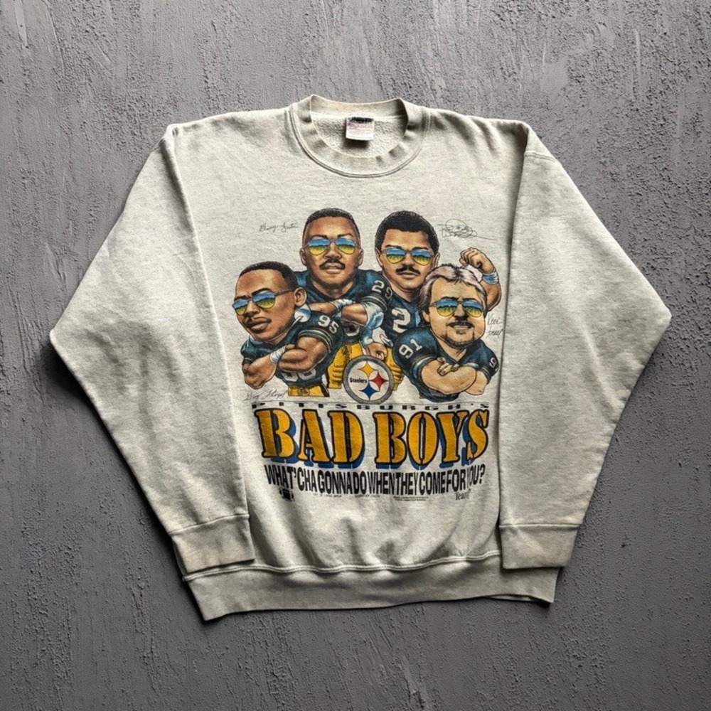 Vintage Pittsburgh Steelers Sweatshirt XL Grey 1990s NFL Bad Boys